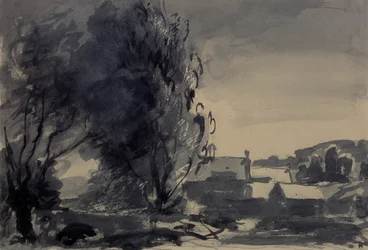 Domy mezi stromy, 1902 (wc na papíře)